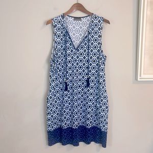 Tommy Bahama Blue and White Patterned Dress